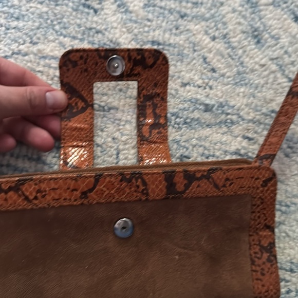 Snake skin, leather and suede zipper snap wallet clutch - Picture 4 of 4